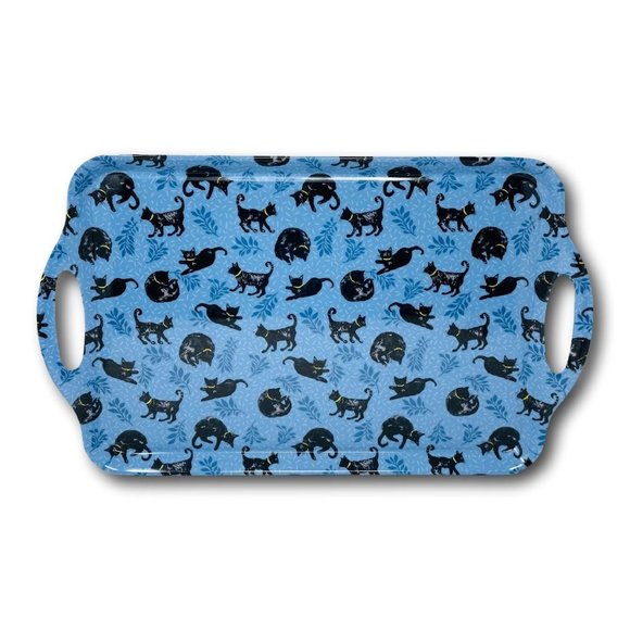 Ulster Weavers Melamine Serving Platter Tray Cat Nap Blue Black Large 19" - Picture 1 of 2